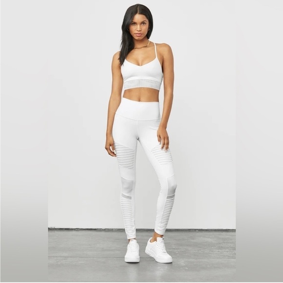ALO YOGA High Waist Moto Legging White - Picture 1 of 15